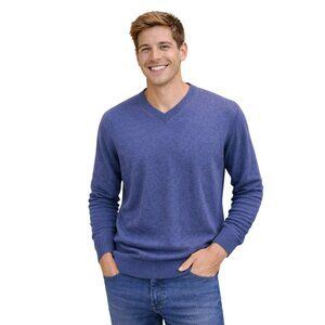 Nordstrom 100% Extra-Fine Merino Wool Purple V-Neck Sweater Mens XL Made In Ital
